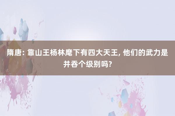 隋唐: 靠山王杨林麾下有四大天王, 他们的武力是并吞个级别吗?