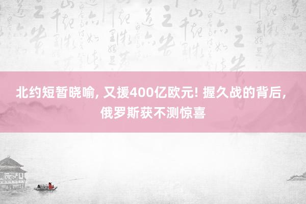 北约短暂晓喻, 又援400亿欧元! 握久战的背后, 俄罗斯获不测惊喜