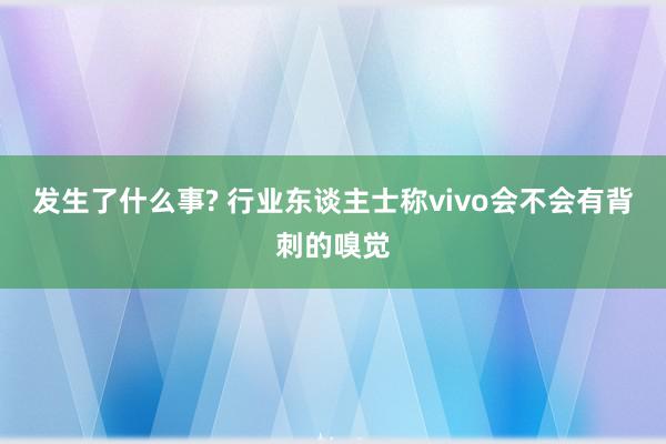 发生了什么事? 行业东谈主士称vivo会不会有背刺的嗅觉