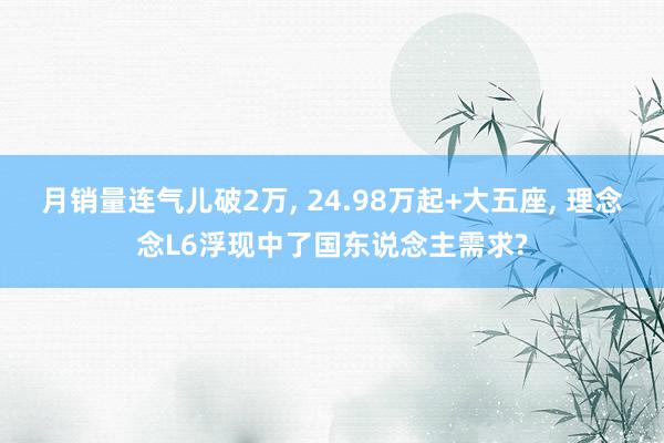 月销量连气儿破2万, 24.98万起+大五座, 理念念L6浮现中了国东说念主需求?