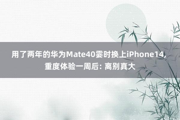 用了两年的华为Mate40霎时换上iPhone14, 重度体验一周后: 离别真大