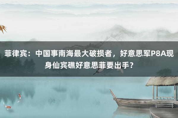 菲律宾：中国事南海最大破损者，好意思军P8A现身仙宾礁好意思菲要出手？