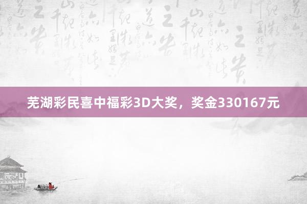 芜湖彩民喜中福彩3D大奖，奖金330167元