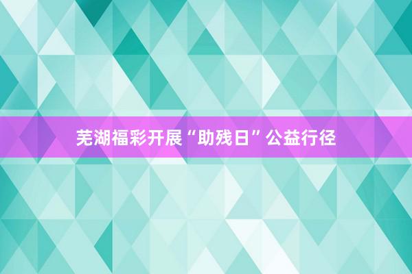 芜湖福彩开展“助残日”公益行径