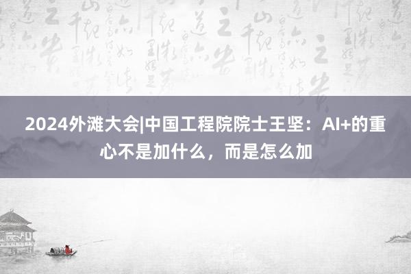 2024外滩大会|中国工程院院士王坚：AI+的重心不是加什么，而是怎么加