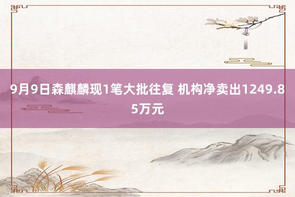 9月9日森麒麟现1笔大批往复 机构净卖出1249.85万元