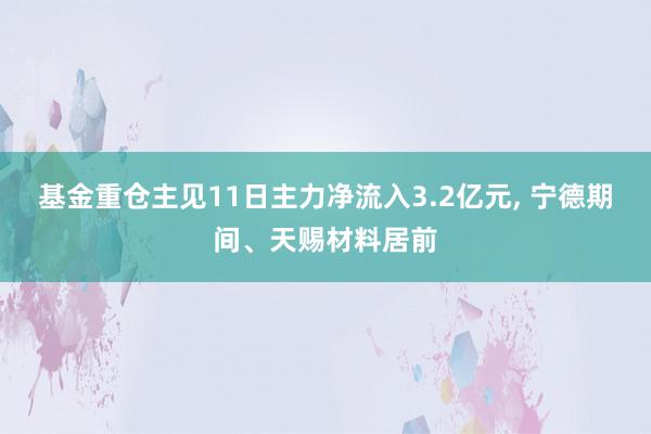 基金重仓主见11日主力净流入3.2亿元, 宁德期间、天赐材料居前