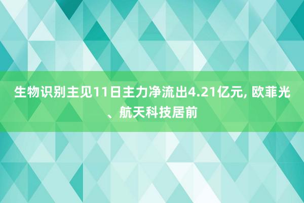 生物识别主见11日主力净流出4.21亿元, 欧菲光、航天科技居前