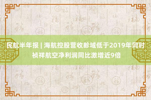 民航半年报 | 海航控股营收畛域低于2019年同时 祯祥航空净利润同比激增近9倍